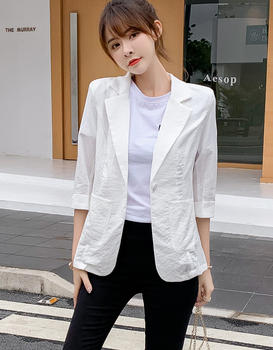 Small Suit Jacket for Women 2025 Spring and Summer New Korean Style Slim Fit Thin Large Size Three-Quarter Sleeve Casual Blazer Women's Top