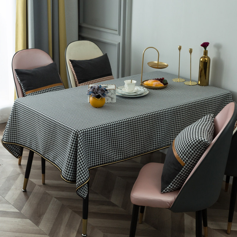 Tablecloth Nordic light luxury rectangular tablecloth simple plaid tea table cloth TV cabinet cover cloth custom fabric tablecloth