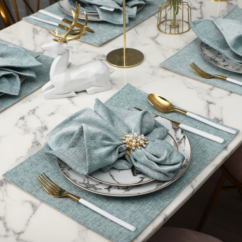 Upscale dining room Mouth Cloth-like Squared Dining Towels Bouquet Brewery Wine Shop Pure color Western Napkin Cloth with cloth Napkin Cloth Cushion