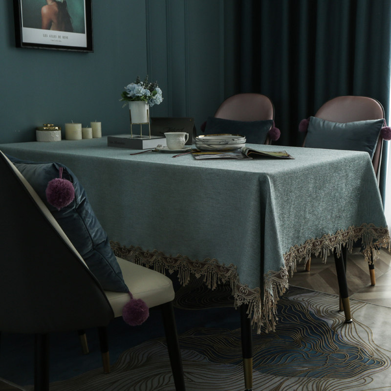 Table cloth simple modern solid color cotton and linen Nordic light luxury plain color coffee table rectangular tablecloth home can be customized