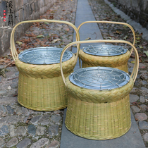 On the stream flowers bloom bamboo fire heating Cage baking fire basket farmhouse handmade bamboo crafts hotel supplies