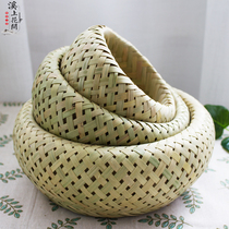 Brook blossom bamboo fruit basket dustpan storage basket Shau Ji double green leather handmade bamboo woven products washing basket