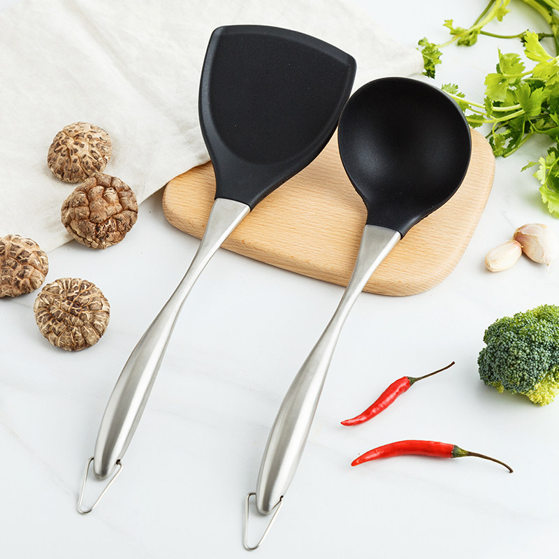 Chuangsheng silica gel stainless steel non-stick wok shovel kitchen cooking shovel household high temperature resistant and hot frying shovel spoon soup spoon