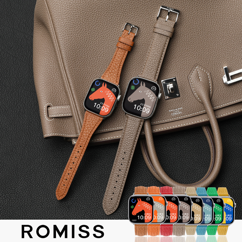Romiss Is Suitable for Apple Watch Straps, Genuine Leather Iwatch11 Strap, Lychee Pattern Applewatch S12/S10/S9 Wristband, High-End and Exquisite Ultra4 Leather Men's and Women's Watch Chain Romiss Is Suitable for Apple Watch Straps, Genuine Leather Iwatch11 Strap, Lychee Pattern Applewatch S12/S10/S9 Wristband, High-End and Exquisite Ultra4 Leather Men's and Women's Watch Chain