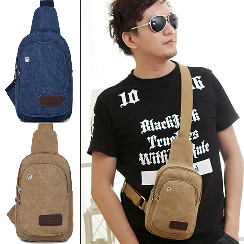 New chest bag casual men's canvas waist bag Korean version shoulder bag messenger bag sports cycling tide bag