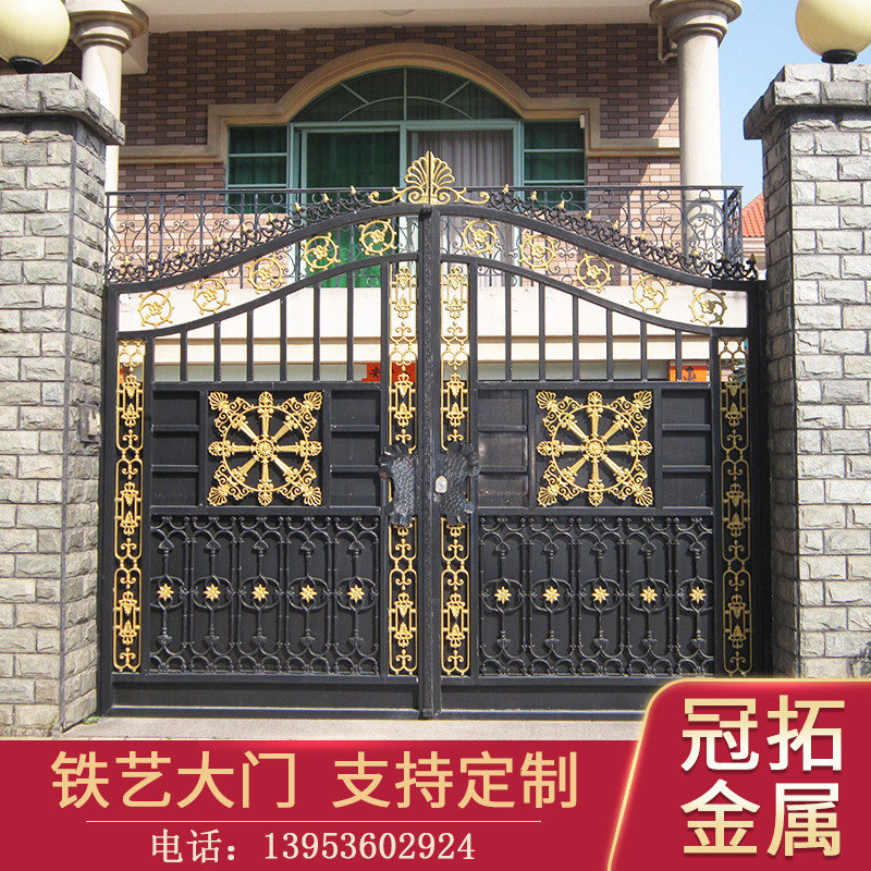 Iron Art Gate Courtyard Villa Door Countryside Home Big Iron Door Outdoor Double Open Entrance Courtyard Door European-style Garden Door-Taobao
