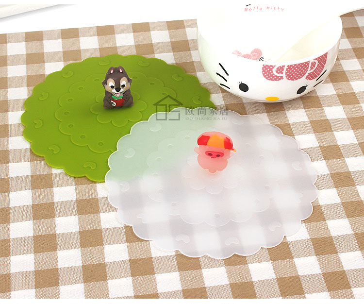 Lớn 15cm silicone không độc hại nắp cốc kín nắp bụi gốm nắp cốc nước hoạt hình bìa trà tách nắp ấm - Tách bình giữ nhiệt giá rẻ