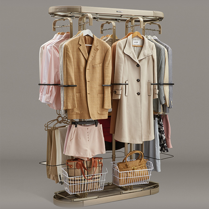 German Carosa Wardrobe Rotating Clothes Rack 360-Degree Floor-Standing Walk-In Closet Multifunctional Steel Pipe Wardrobe Clothes Rack