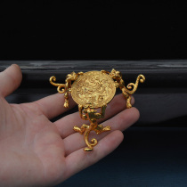 Ancient play of the Tang Dynasty Golden Dragon Candleholder dragon candle holder exquisite small swinging piece cup holder base pure bronze with gold bottom and great Tang chasm view