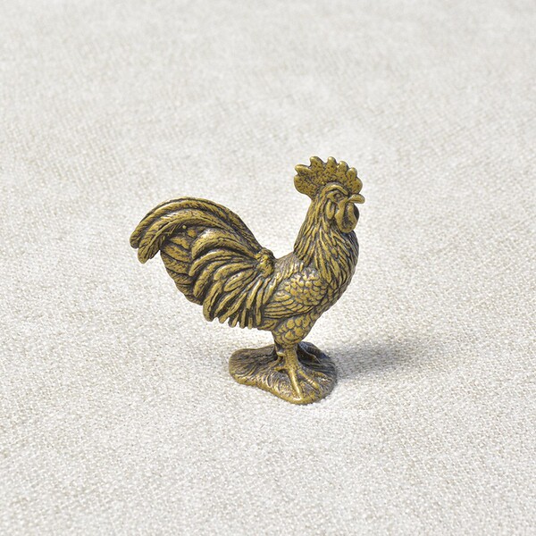 Antique Bronze Copper Cock Ornament Tea Ornaments Chinese Zodiac of Rooster Rooster Study Crafts Collection Solid Pure Copper Old Pulp