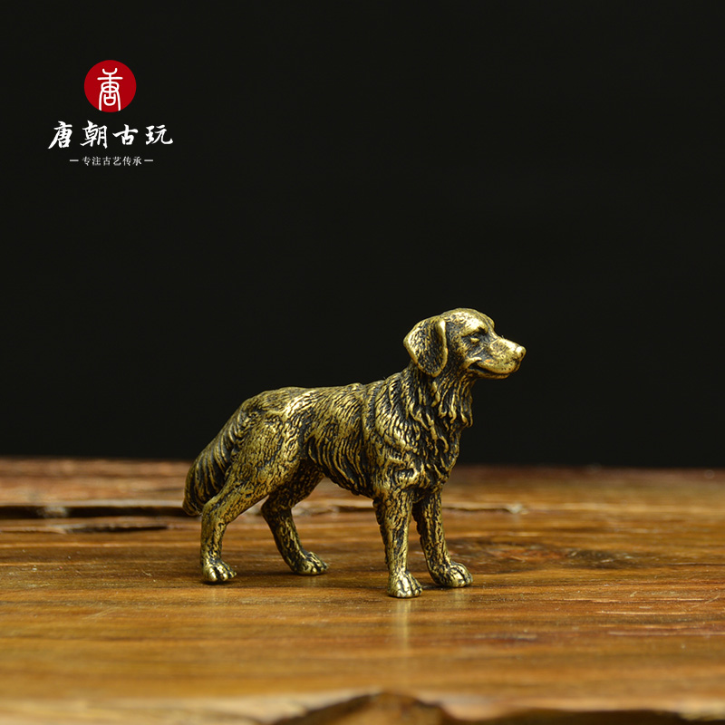 Antique antique small bronze statue lucky puppy pure copper wangcai desktop small ornaments ancient method precision cast retro new products on the market