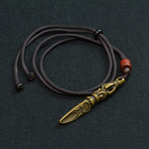 Bronze vajra pestle copper pendant peace pendant pure copper retro production restrained atmosphere with hand-knitted lanyard