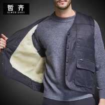 Frock fishing cotton vest mens warm dad autumn and winter clothing multi-pocket vest for the elderly photography cotton waistcoat