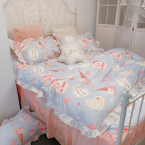 Gentle re-sale VL original design girl heart bedroom bed skirt duvet cover Macaron lace three or four sets of pure cotton