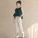 Girls' clothing fashionable suit western style summer 2023 new middle and big children's top children's nine-point casual pants two-piece set