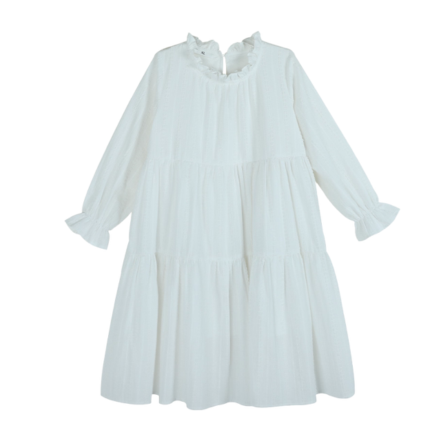 Long-sleeved white princess dress for spring and autumn girls dress