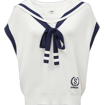 ONLY Autumn and Winter Navy Sweet Contrast Color Embroidered Loose Sweater Women) 122324004