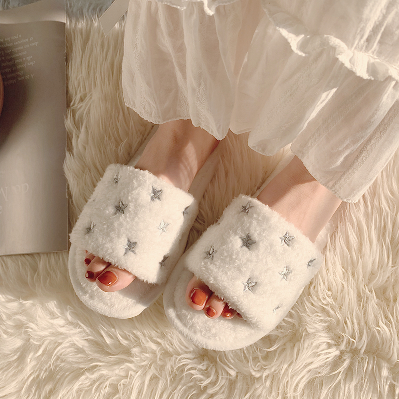 2019 autumn and winter New simple fashion Nordic style home indoor cotton slippers women wear non-slip fluffy drag
