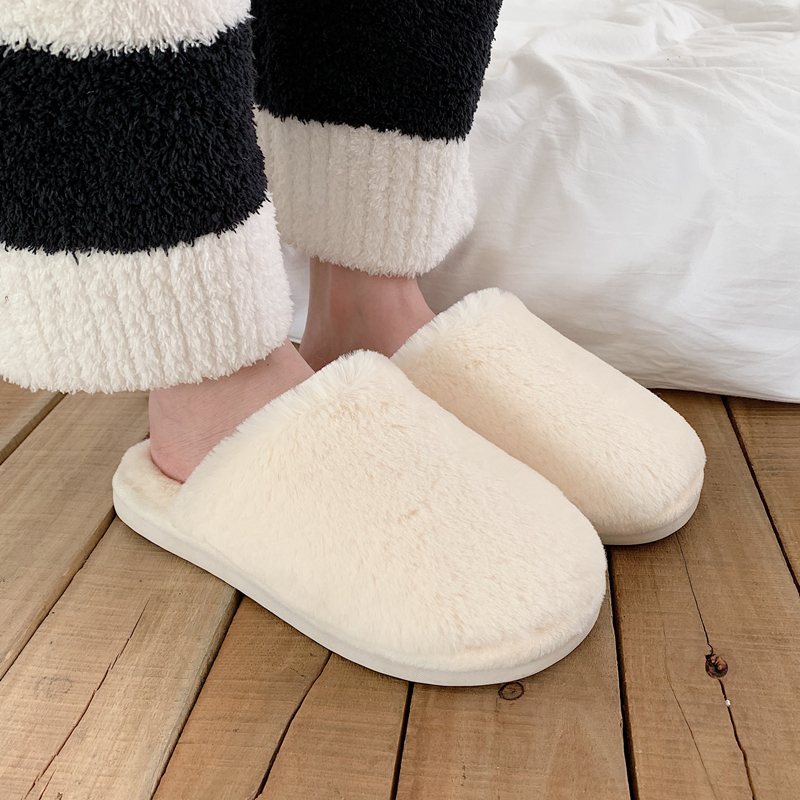 2019 New simple solid color Japanese cotton slippers women winter home indoor thick-soled non-slip warm home shoes