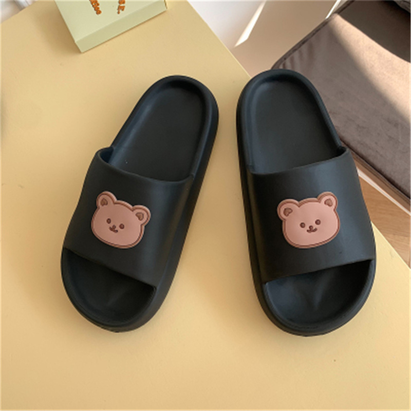 Bear Head & BlackFeeling of stepping on shit Thick bottom slipper female summer Wear out lovers ins tide personality fashion indoor take a shower non-slip Sandals male