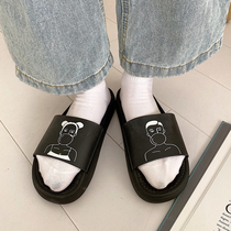 Japan-ROK original Cebu Red Ins personality male and female lovers slippers summer thick bottom casual outside wearing non-slip sand and sandals