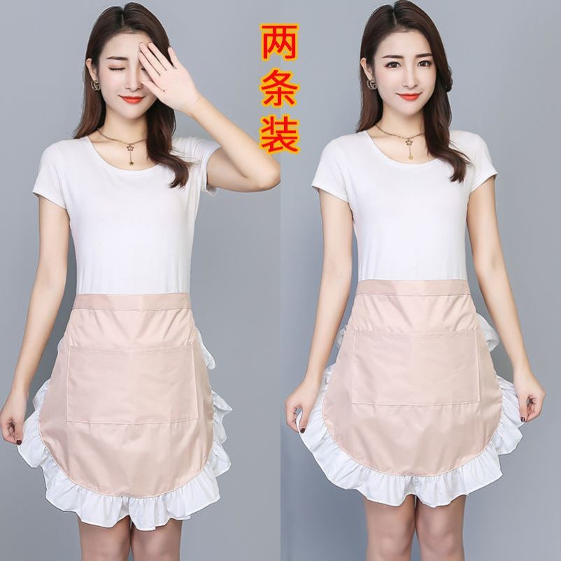 Summer waterproof apron kitchen home cooking work clothes oil-proof adult foreign style half-length apron summer waterproof