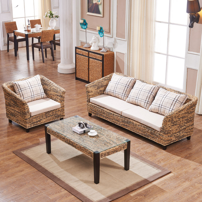 Southeast Asian style rattan furniture small apartment living room single back three people rattan art rattan chair rattan sofa combination