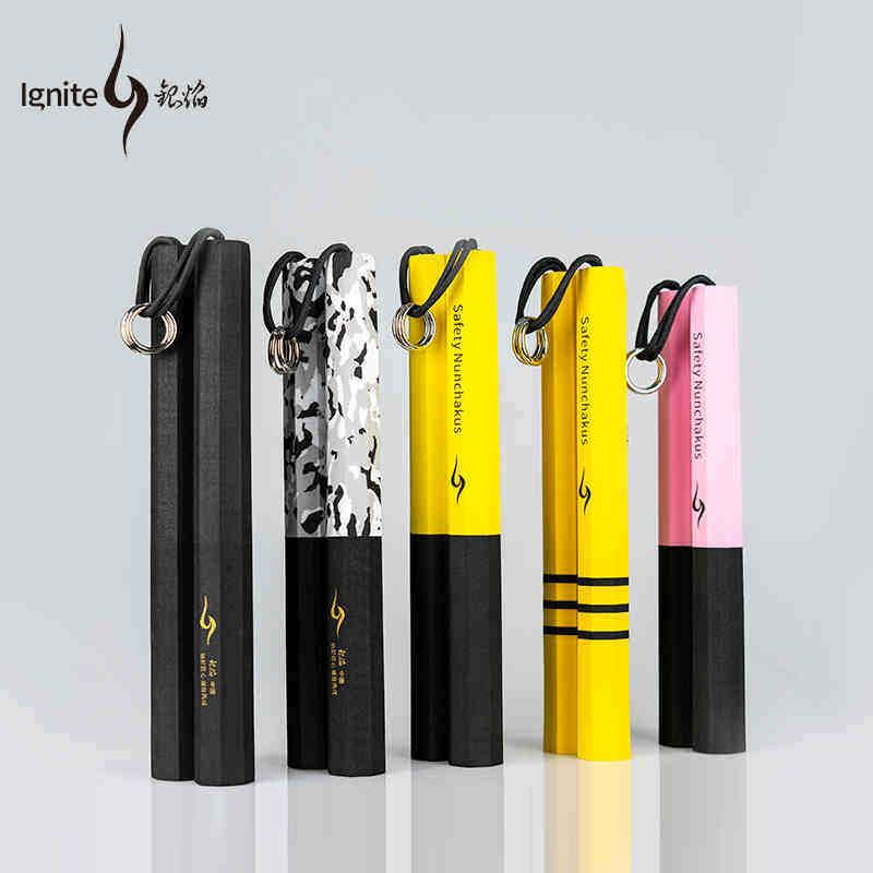 Silver flame sponge nunchaku eight-edged safety beginner training performance Bruce Lee two-section stick to send tutorial nunchaku
