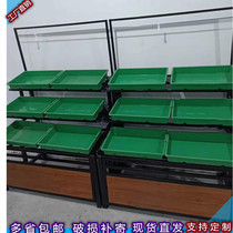 Three-layer vegetable rack metal mobile display rack fruit shelf luxury fruit and vegetable rack vegetable shelf Special