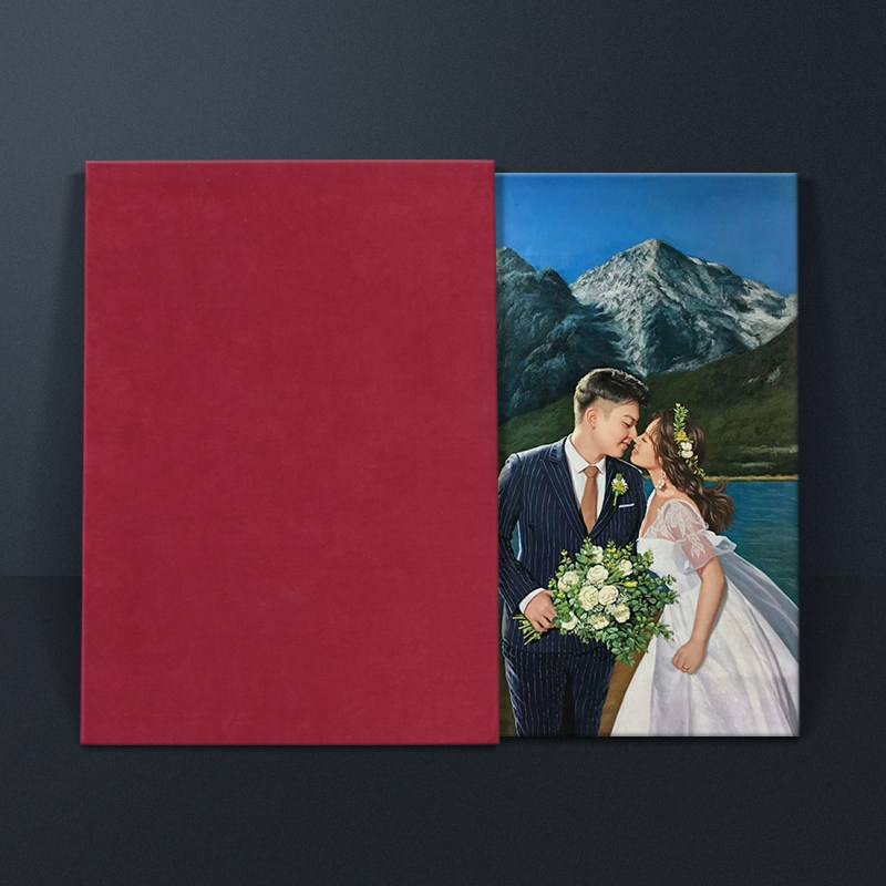 High-end oil painting gift box decoration painting packaging box wood blank material rich and expensive cloth inner diameter size 50 * 70cm