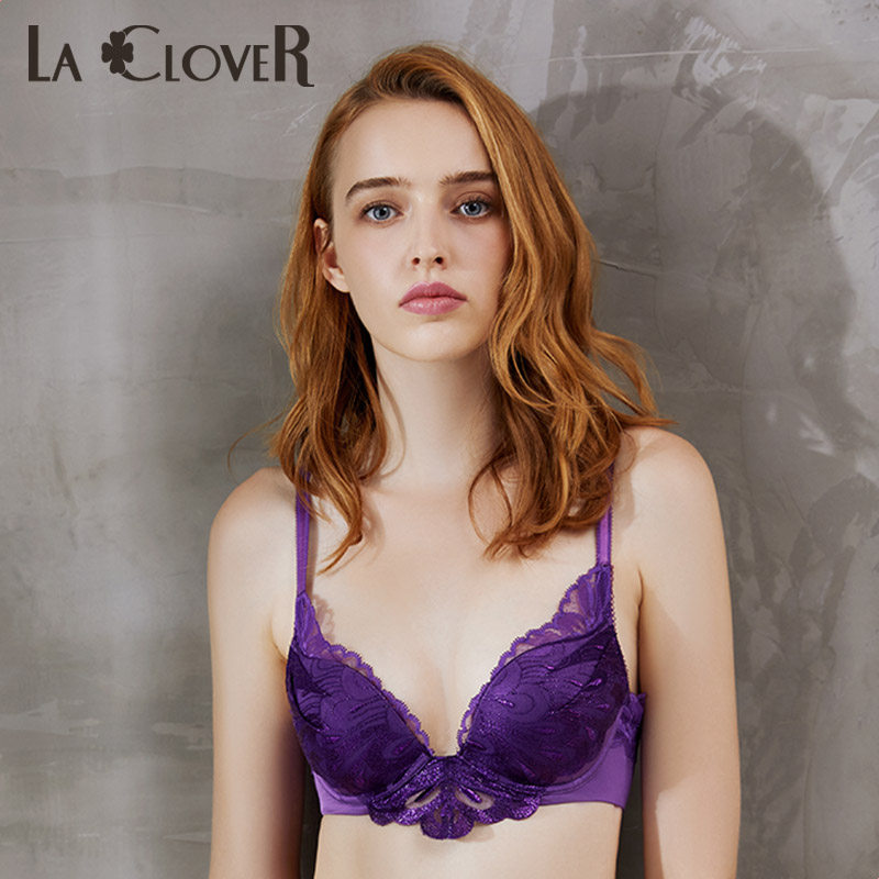 LACLOVER GOLD POWDER ROSEMARY SERIES SOLID EMBROIDERY LACE POLY-WOO BRA LC11KY1