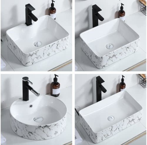 Nordic countertop basin ceramic washbasin small apartment powder room balcony square washbasin art basin washbasin home