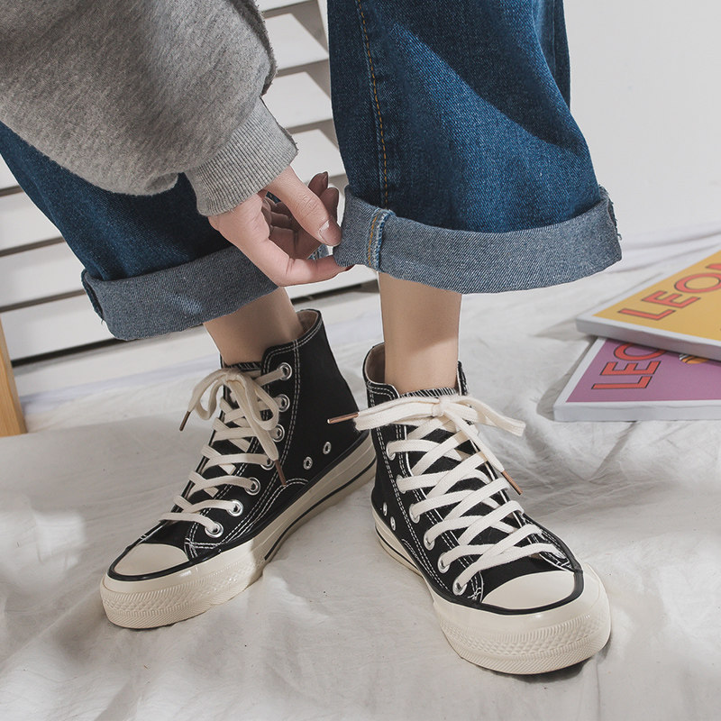 2022 Fall 2022 high - gang canvas shoes female students breathable slim shoes in retro harbor windshield shoes