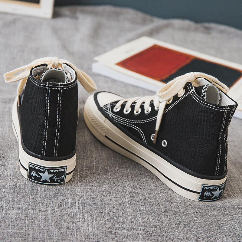1970s high-top canvas shoes female students Korean version all-match low-top 2022 summer new cloth shoes retro board shoes