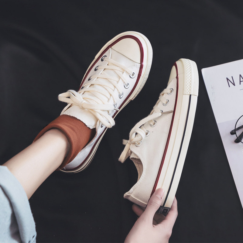 White canvas shoes 2022 autumn new small white shoes student Han edition shoes with vintage paste shoes