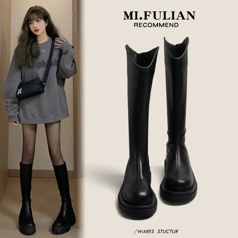 Ботинки Martin; женские высокие сапоги; новинка 2025 года; сезон осень-зима; бархатные женские сапоги на толстой подошве; рыцарские сапоги с высокой талией; маленькие сапоги