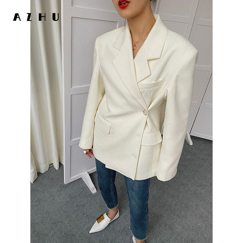 AZHU AJusuit jacket Girl 2022 New advanced design sensation Little crowdsourced Obliquely Buttoned Little West Suit