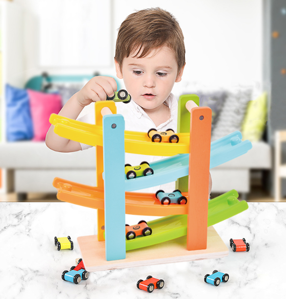 Child Inertial Sliding Rail Car Four Floors Heaver Extreme Speed Chute Car Slide Cart men and women Small car model Toys