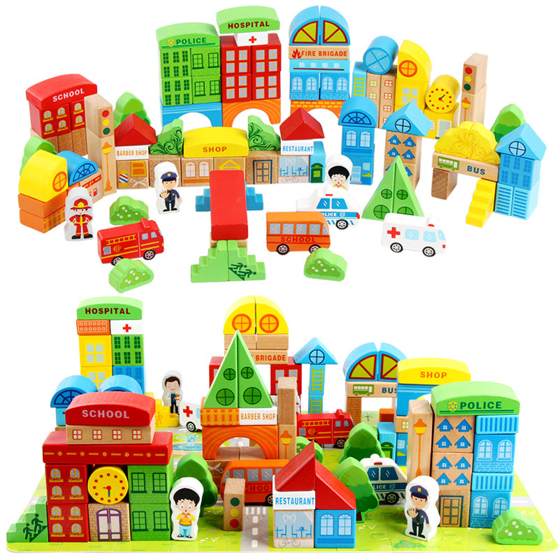 Children's large grain building blocks Baby enlightenment Puzzle Wood Letter Digital Toy 1-2-3-6-year-old boy female