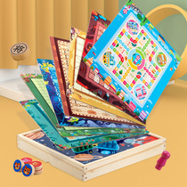 Multiple All-in-one Checkers Flight Chess Five Sub Chess Chess Children Puzzle Games Multifunctional Chessboard Wooden Gift Toys