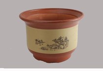 Ceramic flowerpot large living room simple round purple sand home medium size Special caliber large flower set large