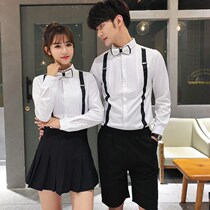 2021 New strap shirt men and women Korean shirt nightclub bar waiter hair stylist work clothes couples