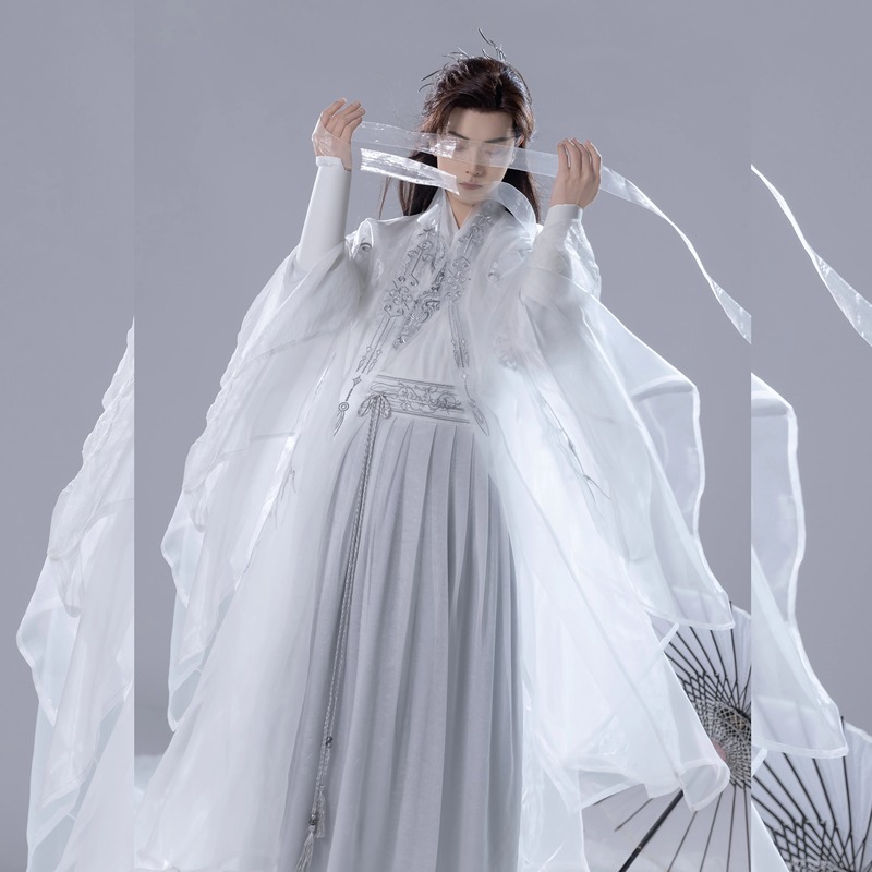 Yunshuji【Fusang】White Unisex Spring and Summer Embroidered Ancient Style Fairy-Like Elegant Suit Original Wei and Jin Dynasty Style Yunshuji【Fusang】White Unisex Spring and Summer Embroidered Ancient Style Fairy-Like Elegant Suit Original Wei and Jin Dynasty Style
