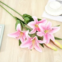 Emulated wild lily high-quality two flowers and one lace living room home decoration putting fake flower wedding hands to hold flowers