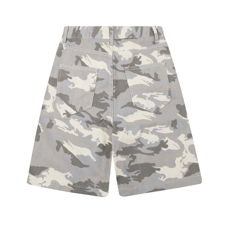 Xeifpw American Retro High Street Camouflage Denim Shorts Xeifpw American Retro High Street Camouflage Denim Shorts