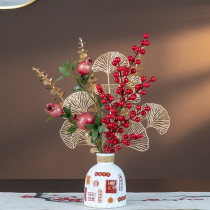 2022 New Year decorations ornaments red fruit fortune fruit holly fruit simulation flower New Years Eve flower bouquet home decoration