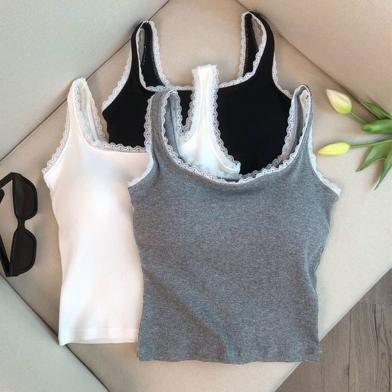 Super Versatile and Fashionable Korean-Style Modal Camisole 2026 Summer New Lace-Trimmed Integrated Bra Top