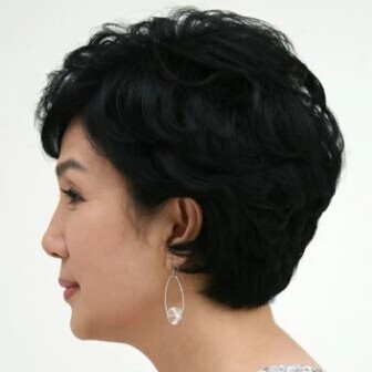 Fashion Short All True Hair Wig Lady Short Curly Hair OLD AGE MOTHER REAL HAIR SHORT HAIR CASUAL STYLING