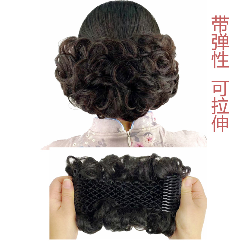 Qipao hair Bun Hair hair Bun Hair-style Wig Breathable Hair wig Hair Bag Retro Girl disc Fat Disc Hair-Taobao