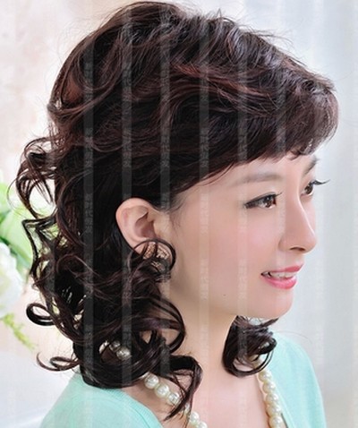 Morty Wig Lady Middle-aged wig Short hair Curly Fluffy Medium Long Curly Middle-aged Mother Wig